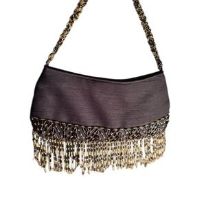 Vintage Preston & York black and gold beaded micro handbag